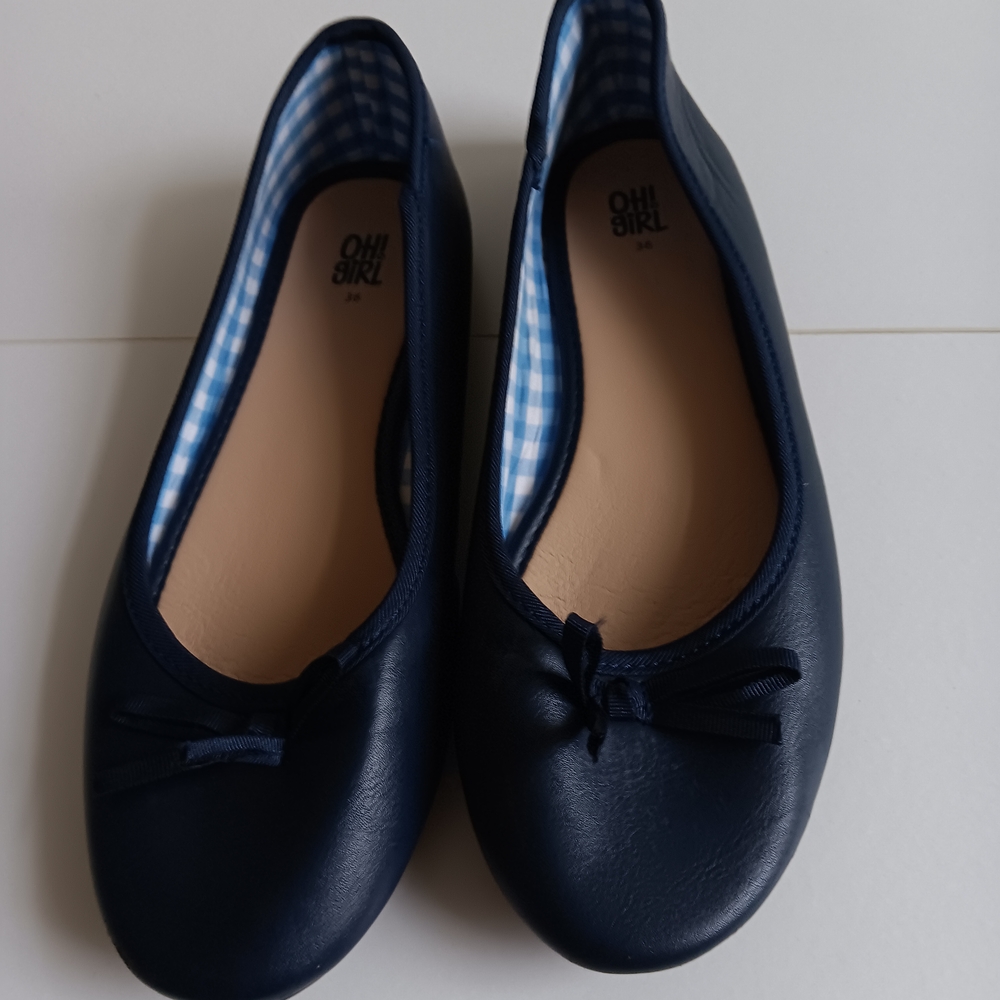 Navy Blue Ballet Flats with Bow